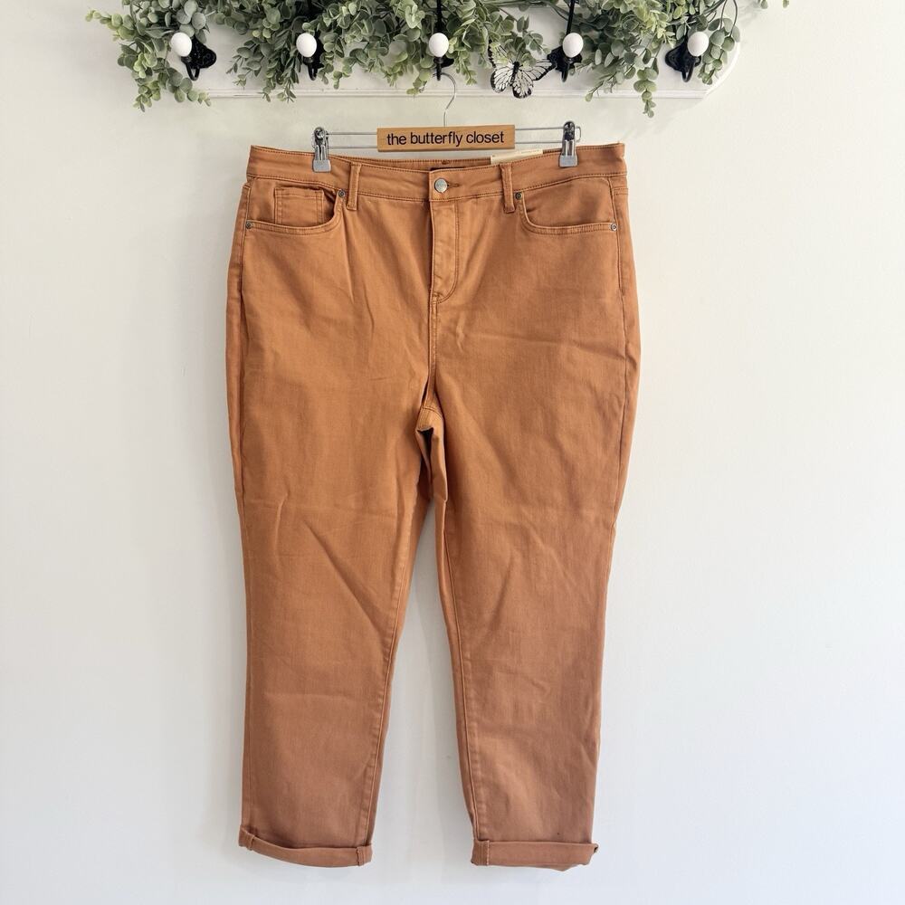 NYDJ Margot Girlfriend Rust Brown Plus Size Jeans Size 18 coolmax cd5173